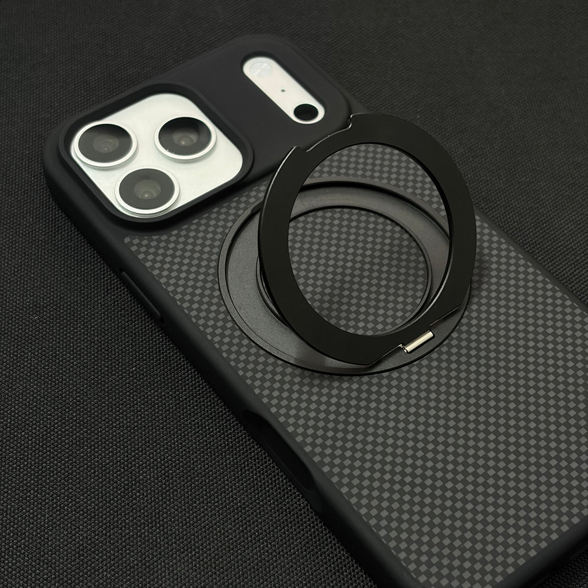 Premium Black Checkerboard 360° Rotating Magnetic Stand Case