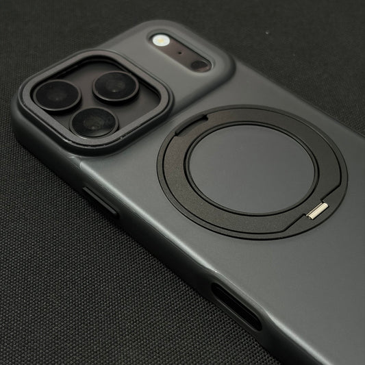 Premium Frosted Black 360° Rotating Magnetic Stand Case for iPhone
