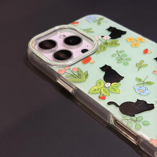 OXYGEN DOG BLACK CAT FLORAL JELLY CASE-GREEN