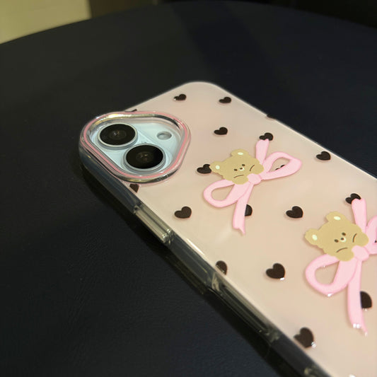 OXYGEN DOG BOW BEAR JELLY CASE-PINK