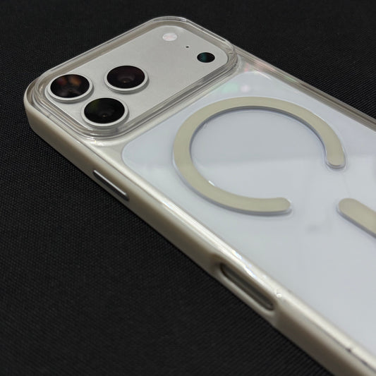 Premium White-Edge Magnetic Clear Case for iPhone