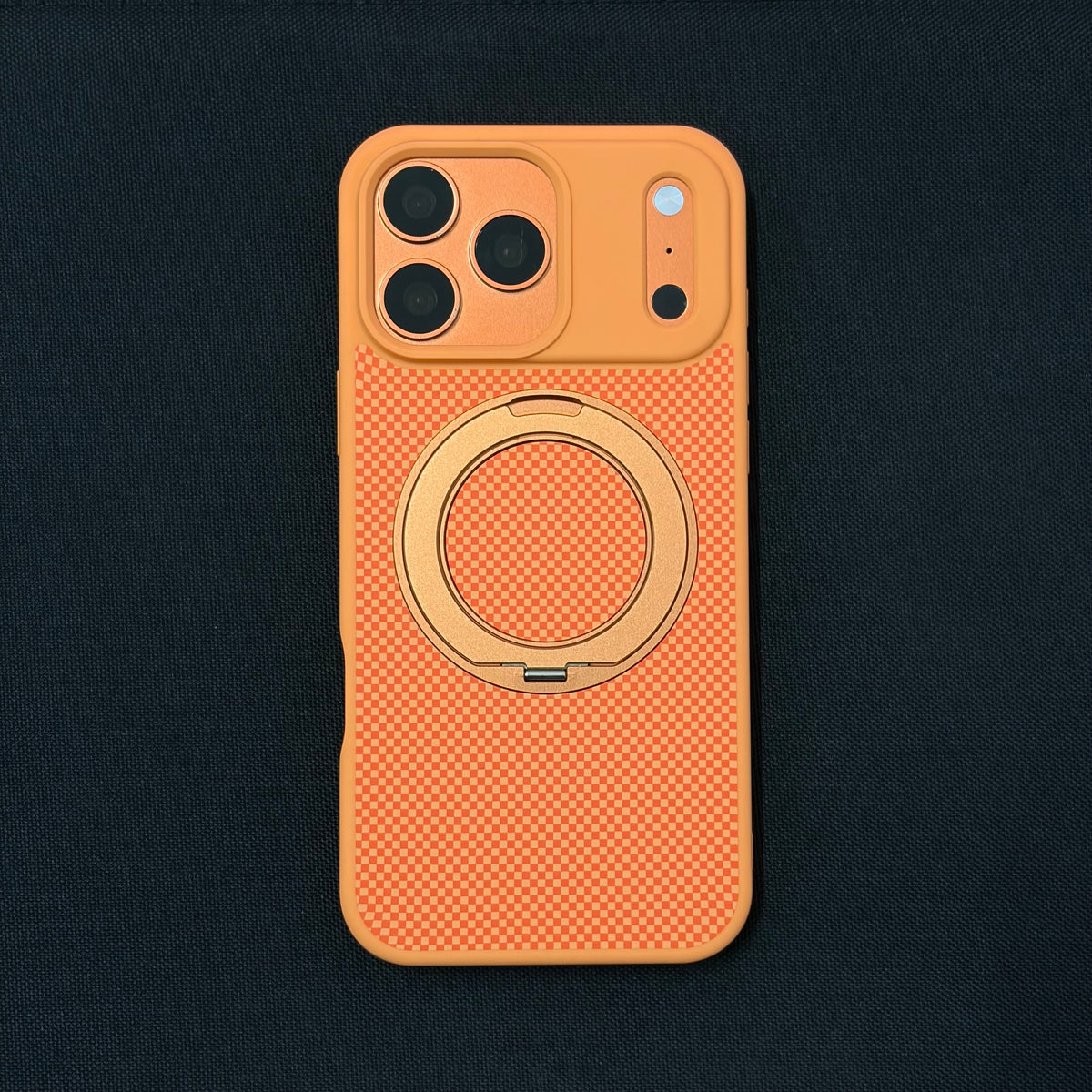 Premium Orange Checkerboard 360° Rotating Magnetic Stand Case