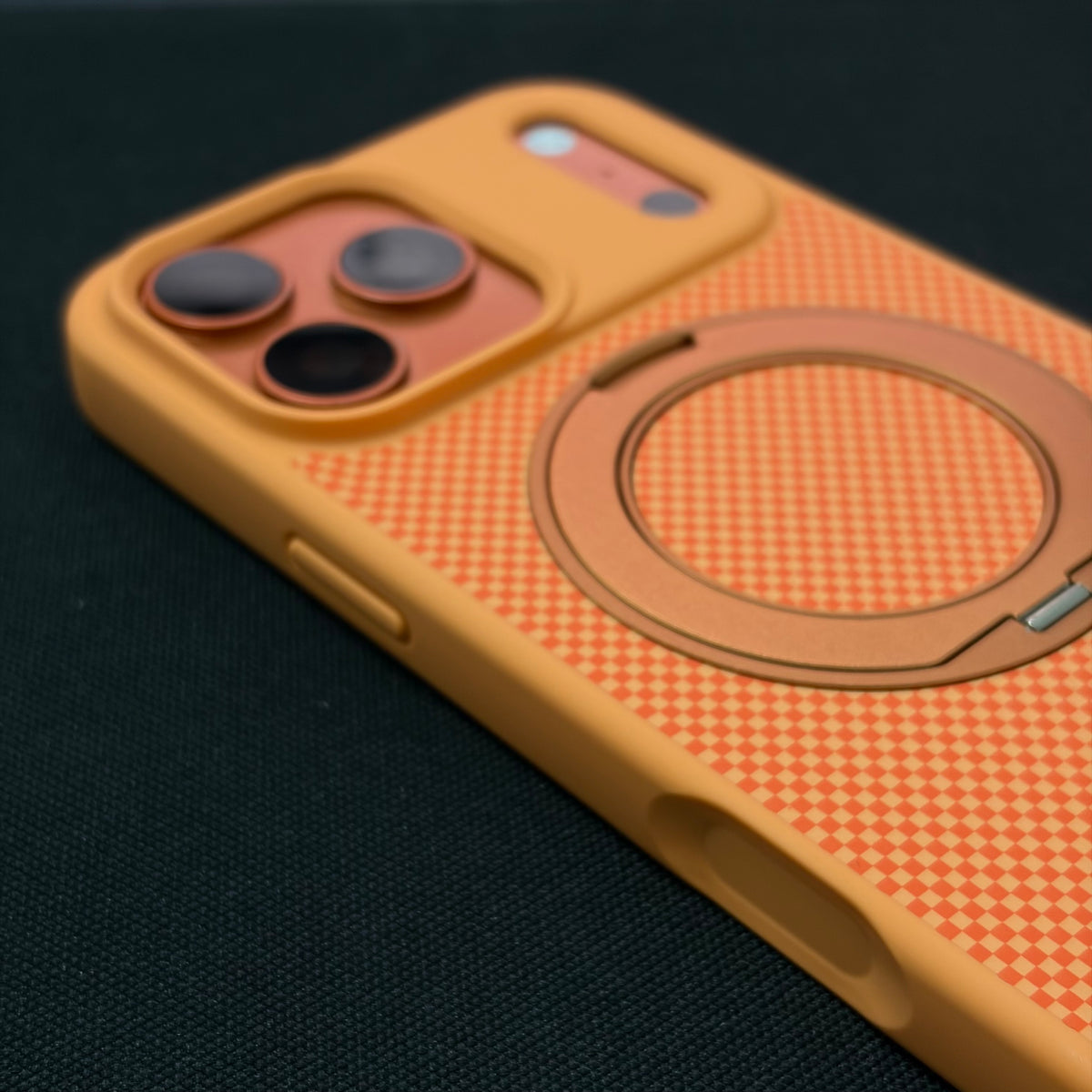 Premium Orange Checkerboard 360° Rotating Magnetic Stand Case