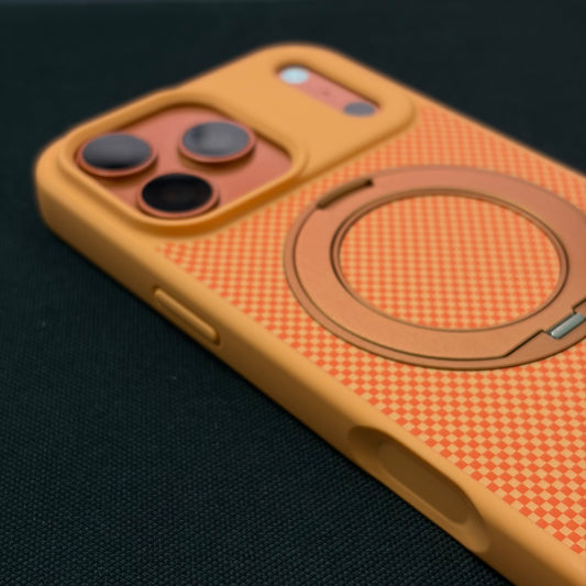 Premium Orange Checkerboard 360° Rotating Magnetic Stand Case