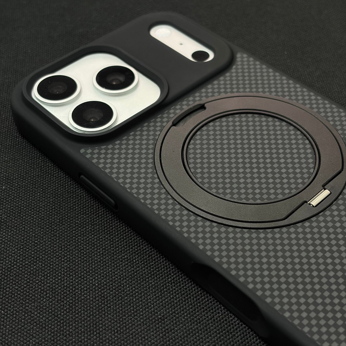 Premium Black Checkerboard 360° Rotating Magnetic Stand Case