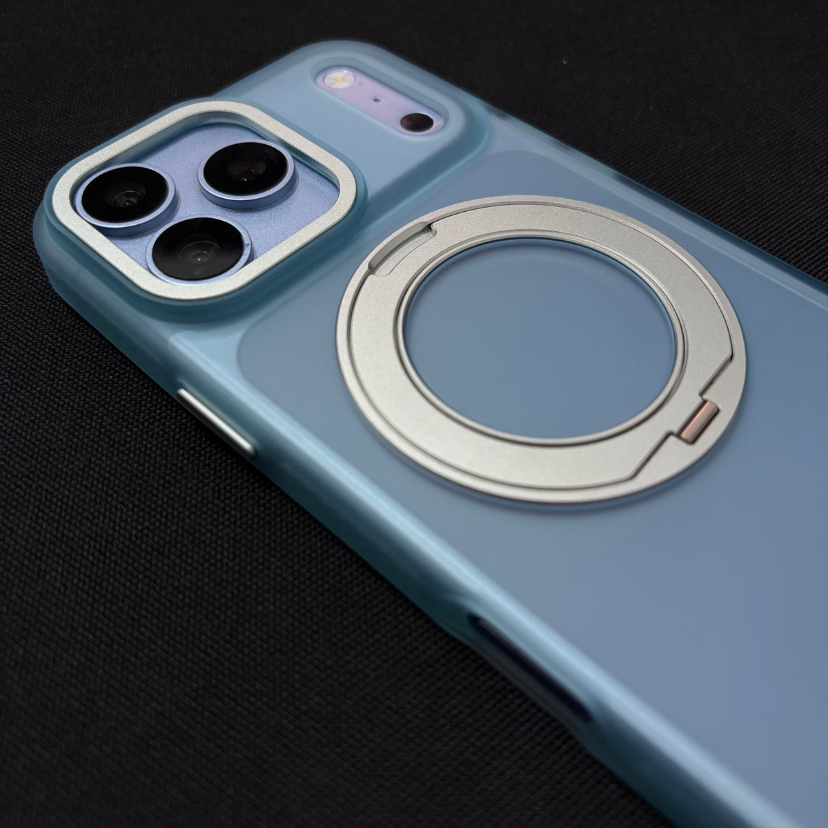 Premium Frosted Blue 360° Rotating Magnetic Stand Case for iPhone