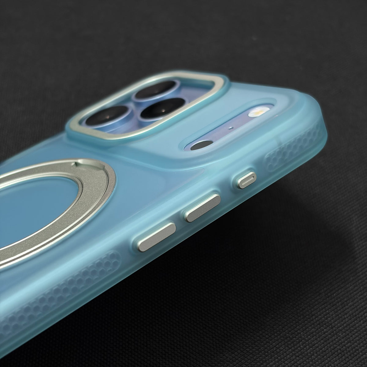 Premium Frosted Blue 360° Rotating Magnetic Stand Case for iPhone