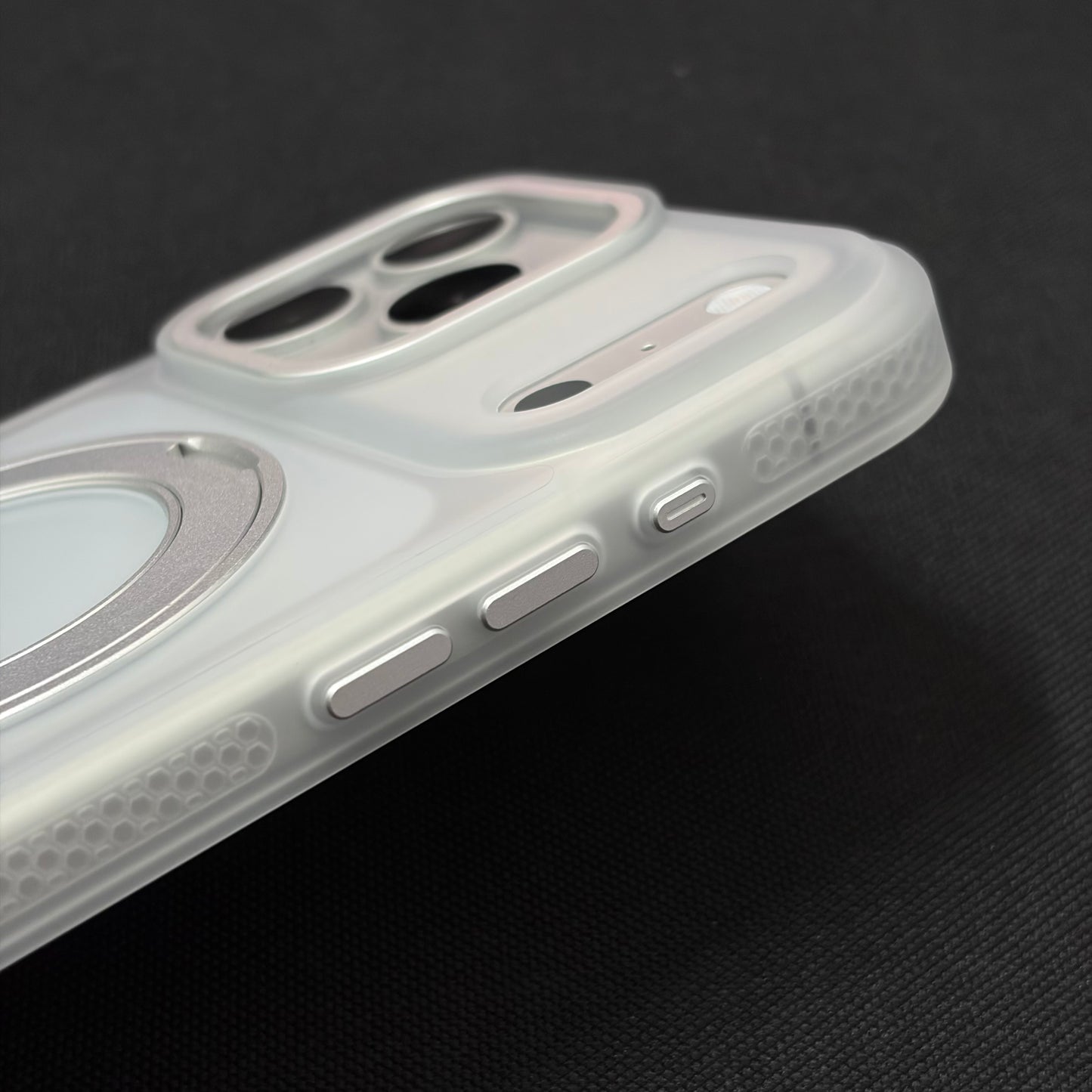 Premium Frosted White 360° Rotating Magnetic Stand Case for iPhone