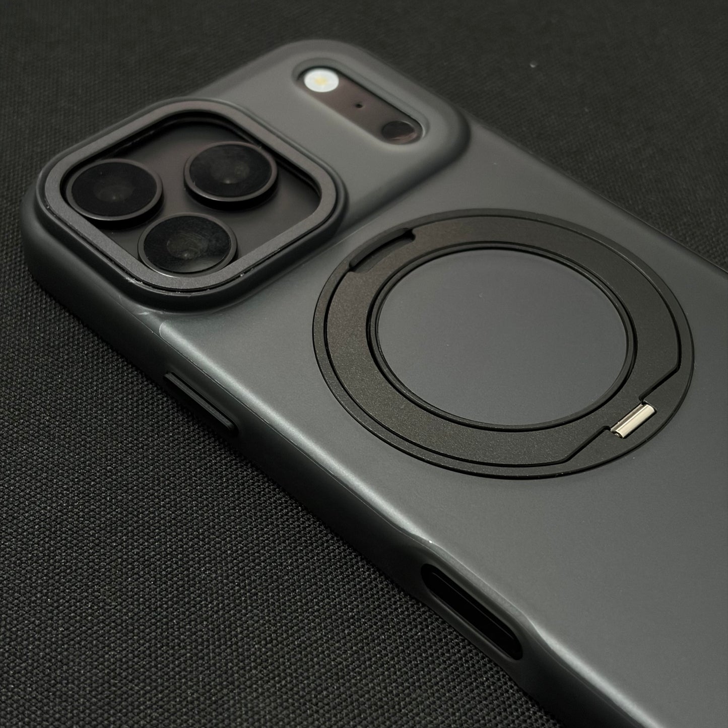 Premium Frosted Black 360° Rotating Magnetic Stand Case for iPhone