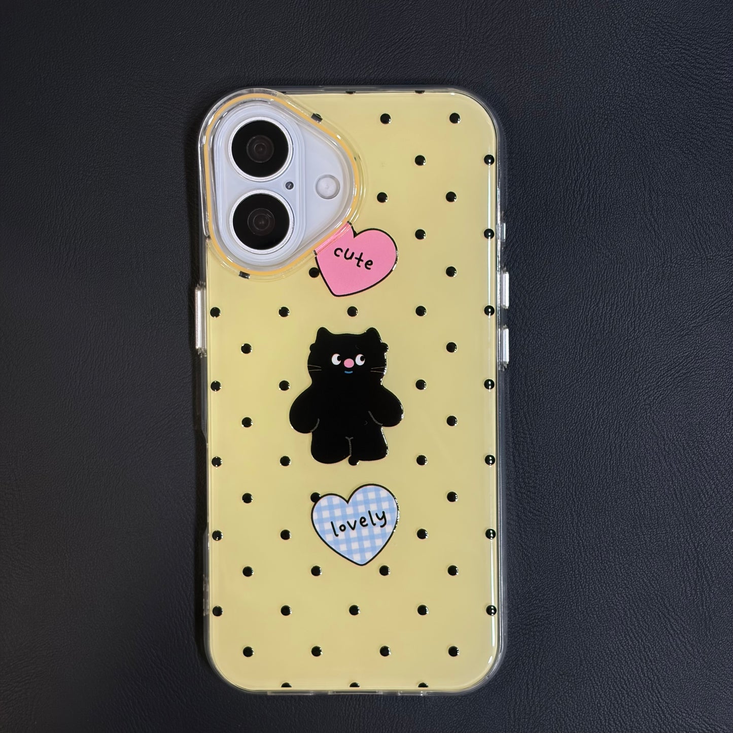 OXYGEN DOG LOVELY BLACK CAT JELLY CASE - YELLOW