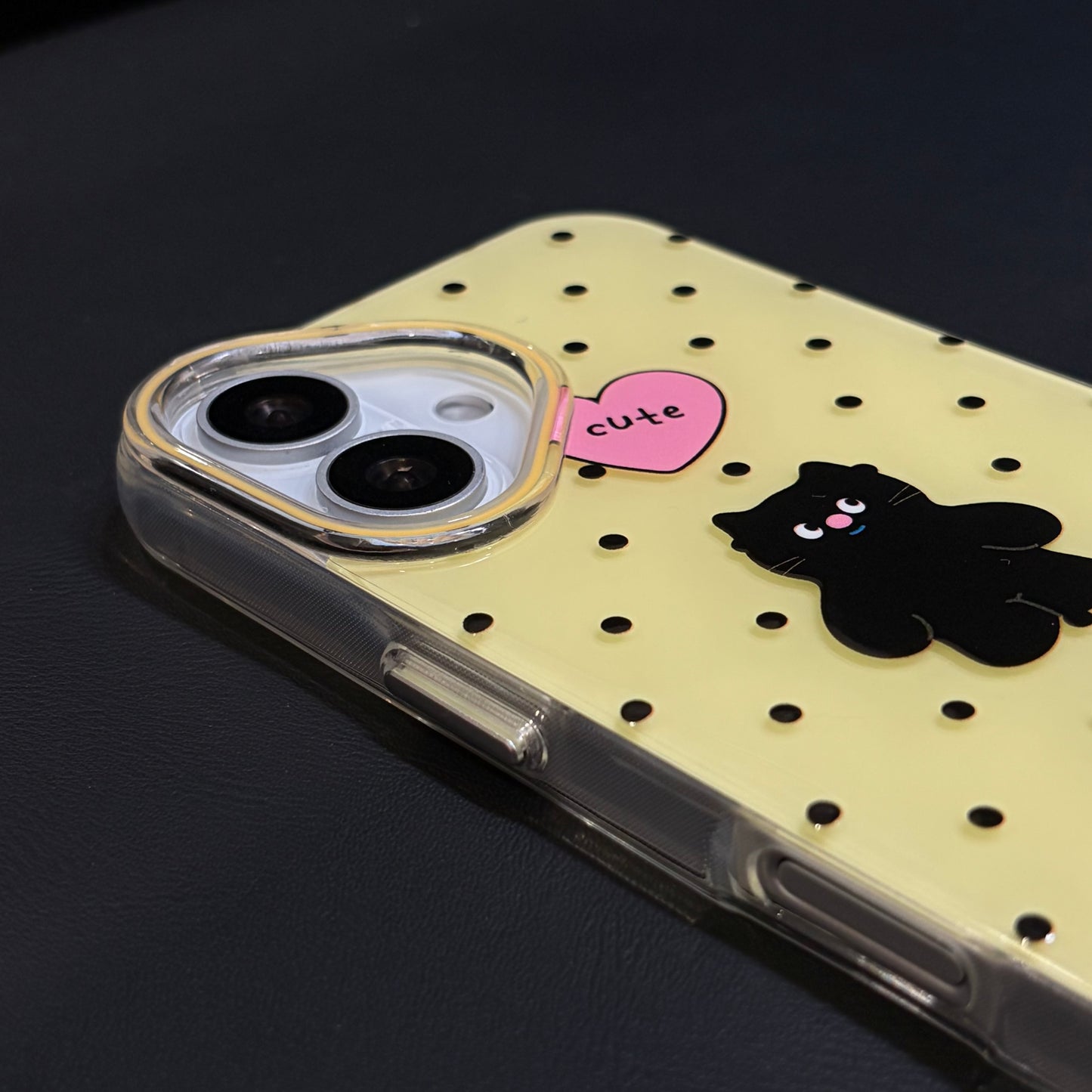 OXYGEN DOG LOVELY BLACK CAT JELLY CASE - YELLOW
