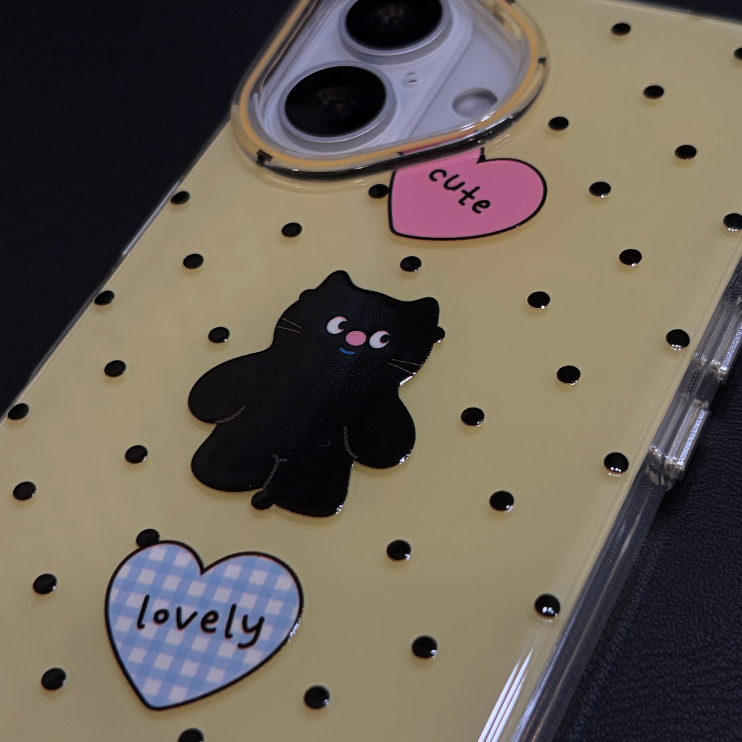 OXYGEN DOG LOVELY BLACK CAT JELLY CASE - YELLOW
