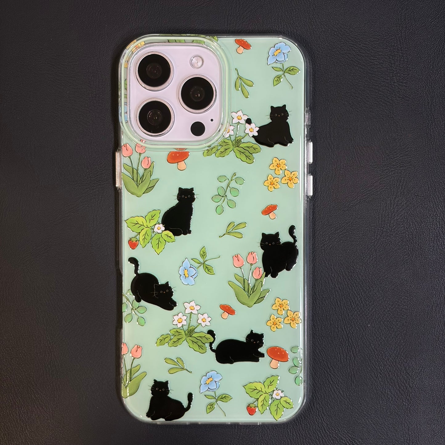 OXYGEN DOG BLACK CAT FLORAL JELLY CASE-GREEN
