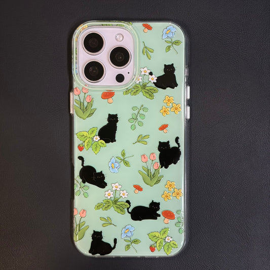 OXYGEN DOG BLACK CAT FLORAL JELLY CASE-GREEN