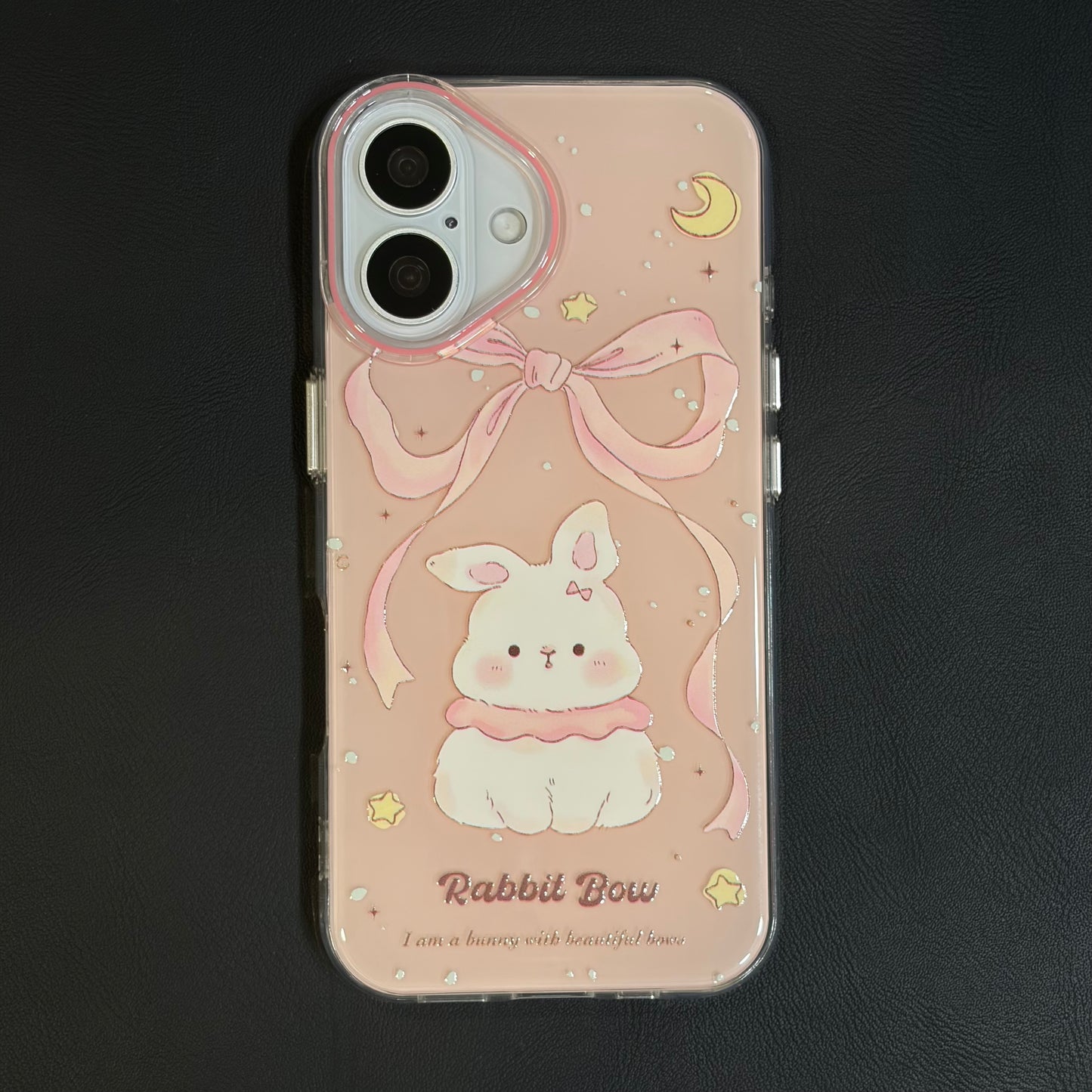 OXYGEN DOG RABBIT BOW JELLY CASE-PINK