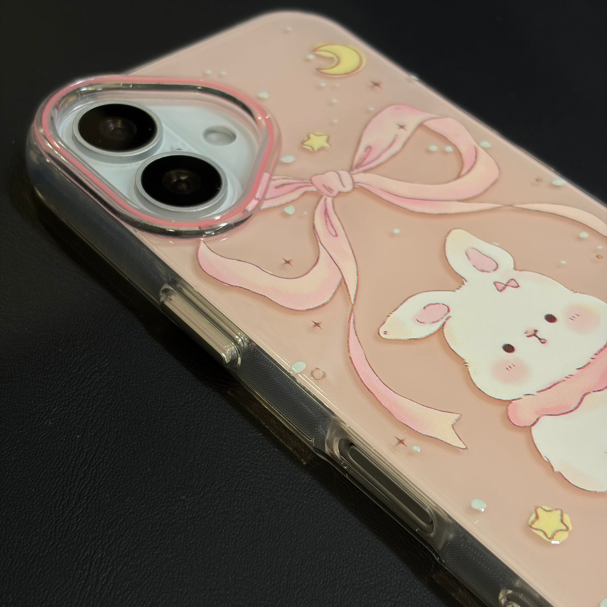 OXYGEN DOG RABBIT BOW JELLY CASE-PINK