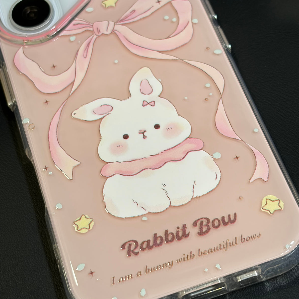 OXYGEN DOG RABBIT BOW JELLY CASE-PINK