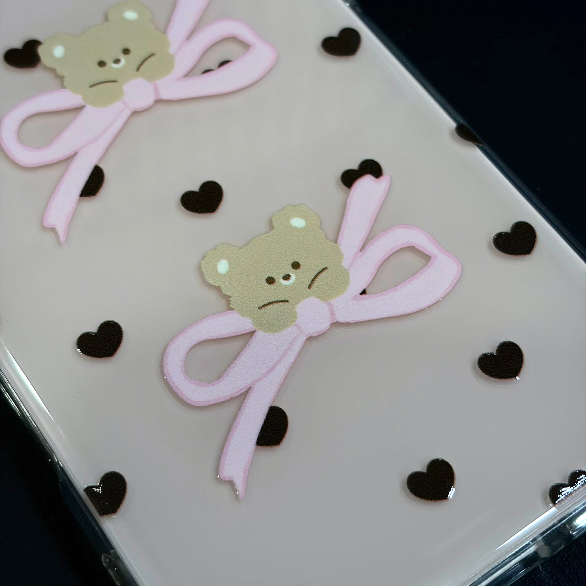 OXYGEN DOG BOW BEAR JELLY CASE-PINK