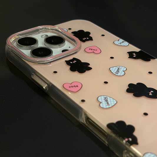 OXYGEN DOG PASTEL BLACK CAT JELLY CASE-PINK