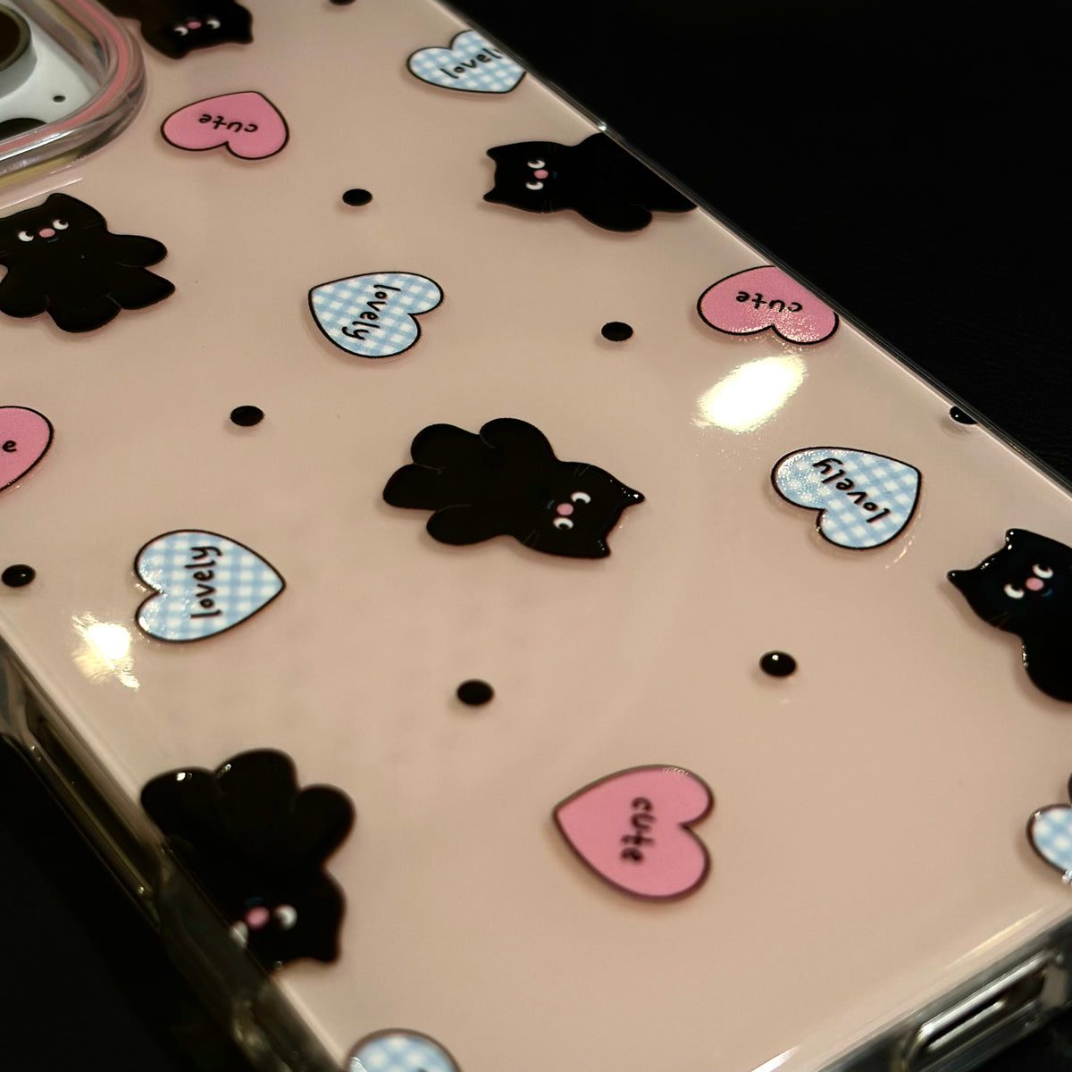 OXYGEN DOG PASTEL BLACK CAT JELLY CASE-PINK