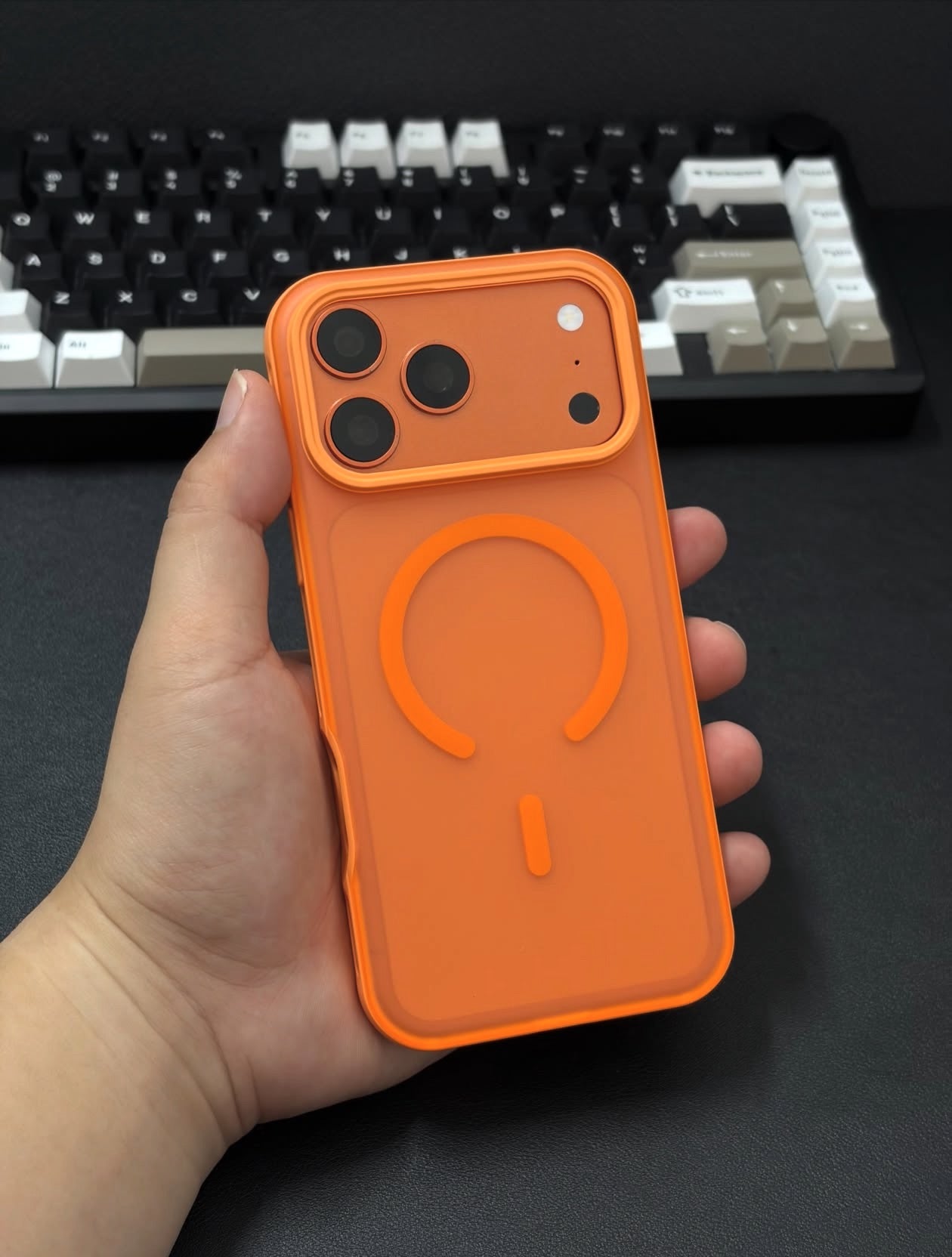 Frost Orange Shockproof Magnetic Case for iPhone