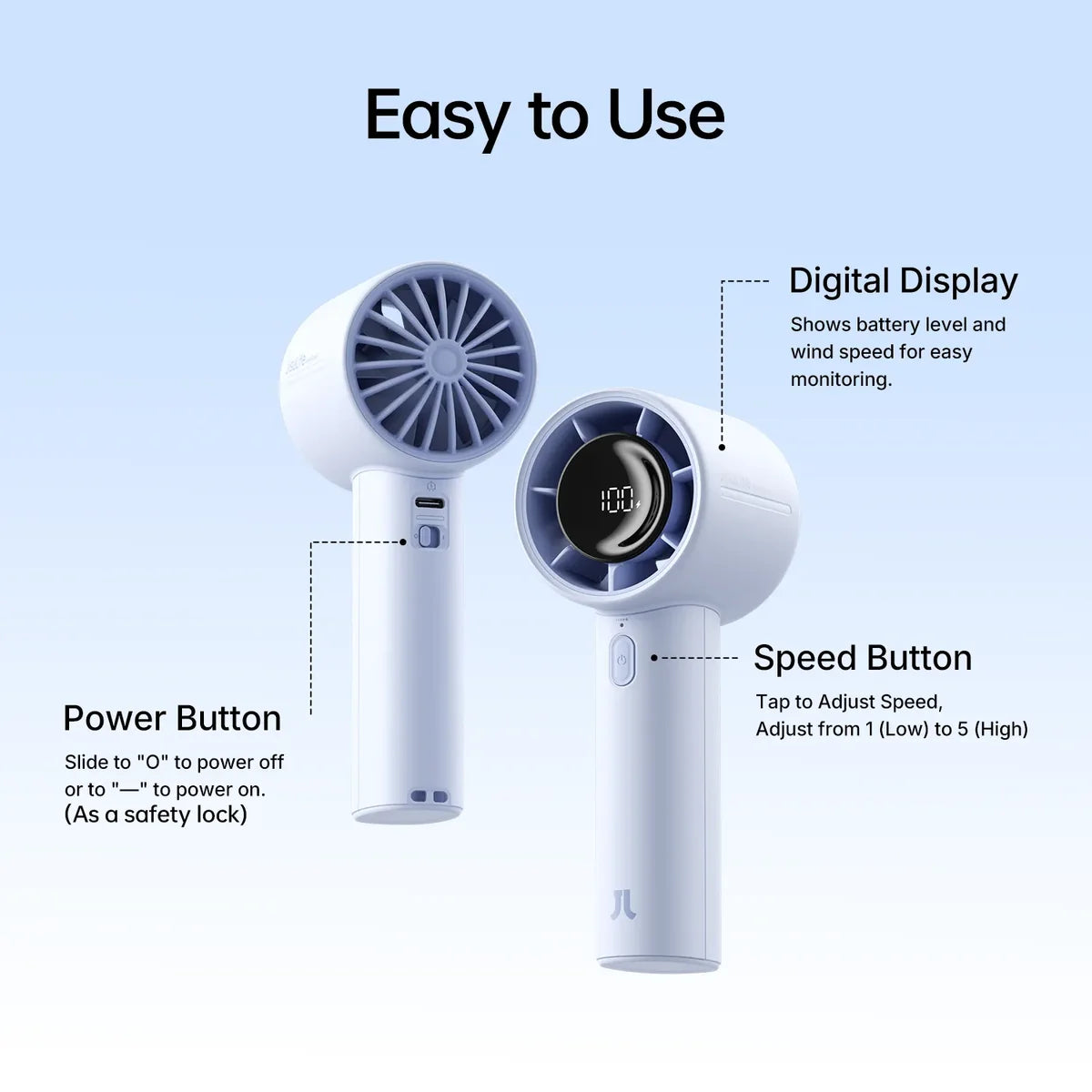 Jisulife Life10S Handheld Fan with LED (5000mAh) - Blue