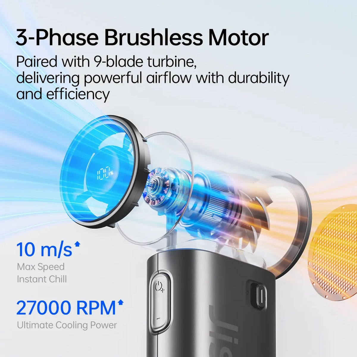 JisuLife Life 9S 5000mAh Blue Handheld Fan