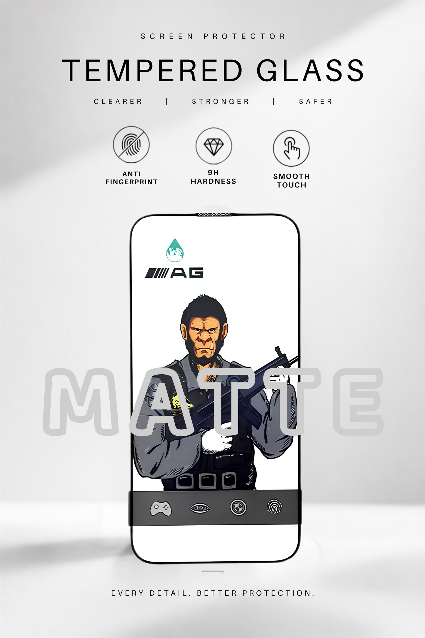 W'ELEMENT TEMPERED GLASS-MATTE(ANTI-FINGERPRINT)