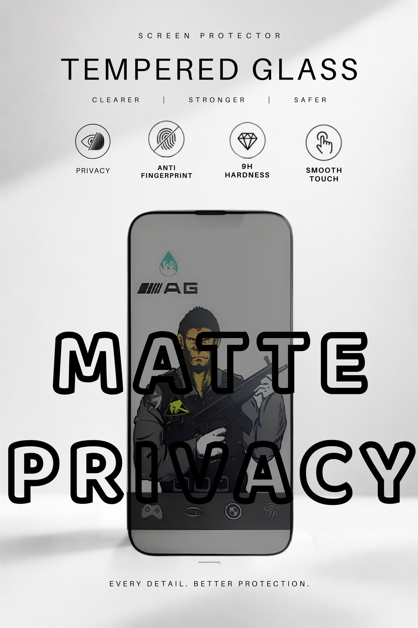 W'ELEMENT TEMPERED GLASS-PRIVACY MATTE(ANTI-FINGERPRINT)